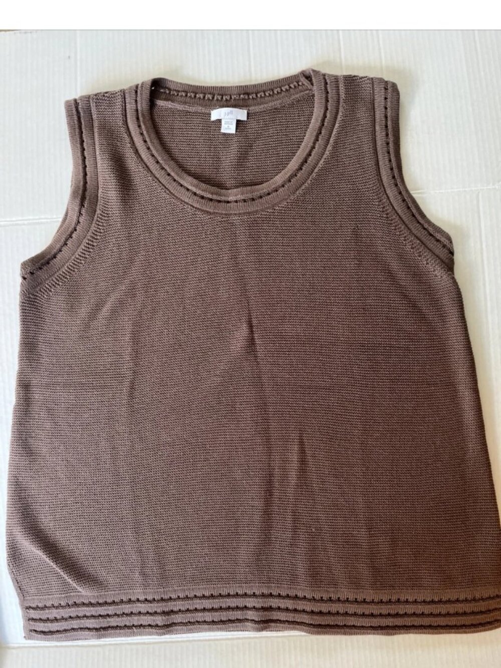 J. Jill Brown Knit Sweater Vest Tunic Women’s Medium Petite Cotton Blend